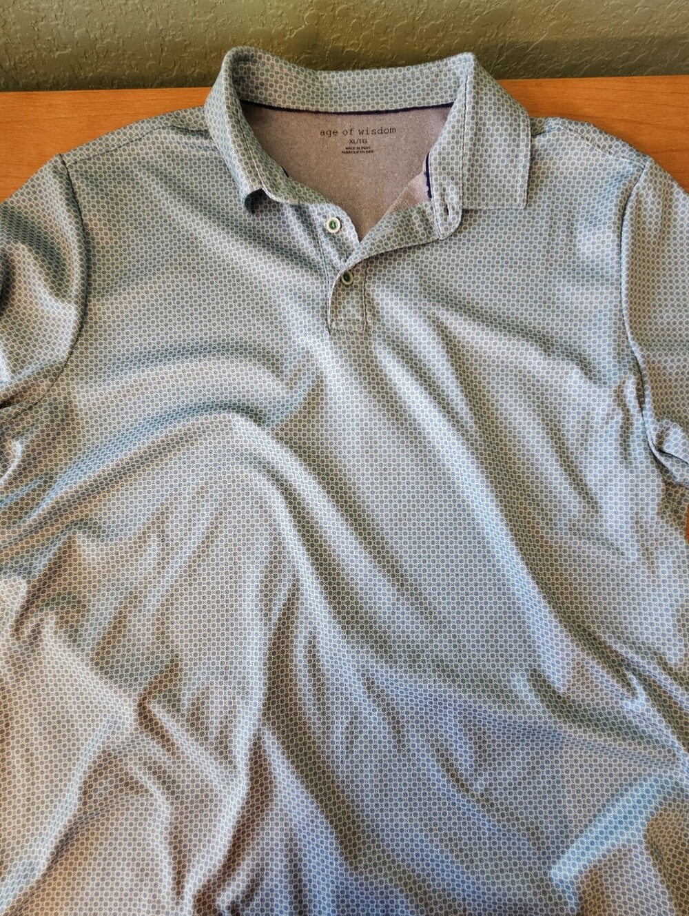 Mens Age of Wisdom Blue Green Polo Shirt Size XL